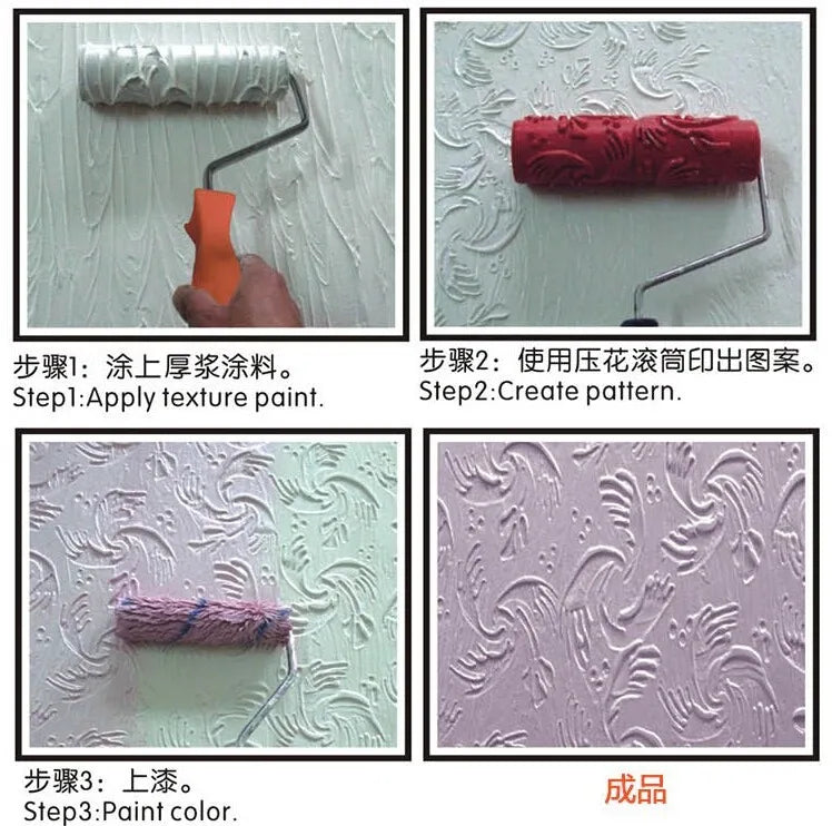 Decorative Paint Roller Texture Painting Tools Pattern Embossing for Wall Airless Pintura Machine Bedroom Rubber Household EG317