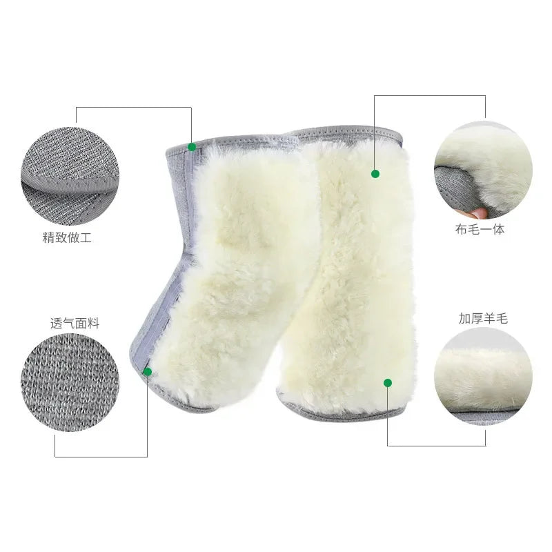 Winter wool knee pads warm old cold legs autumn and winter thickened fur one cashmere cold wind men and women cycling