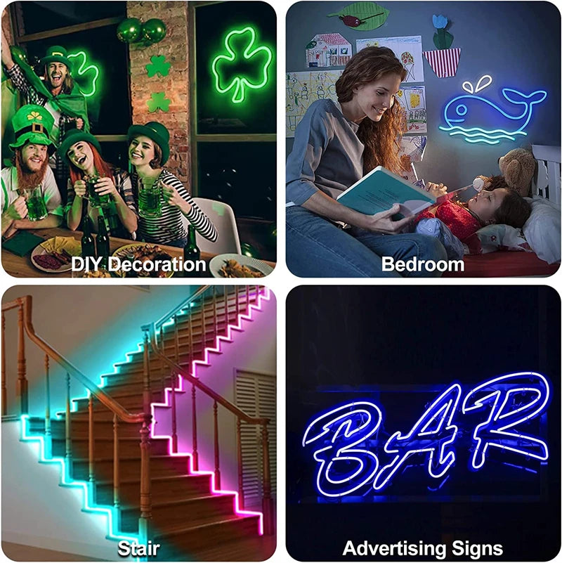 10M/32.8ft TUYA LED Neon Strip Lights Waterproof RGBIC Neon Rope Lights WiFi Flexible Tape with Chasing Effect work with Aleax