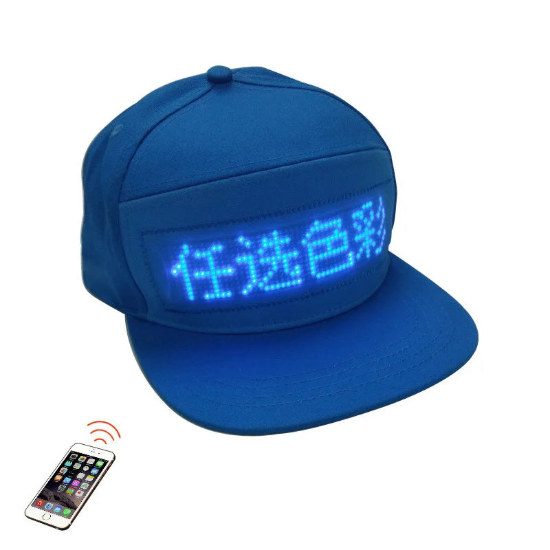 RGB Color Scrolling Message LED Cap with APP Programmable LED Screen USB Rechargeable LED Baseball Cap Luminous Party Light Hat