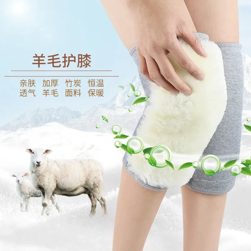 Winter wool knee pads warm old cold legs autumn and winter thickened fur one cashmere cold wind men and women cycling